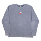 NIKE Mens Blue Crew Neck L Sweatshirt Cotton Blend Pullover Classic Logo