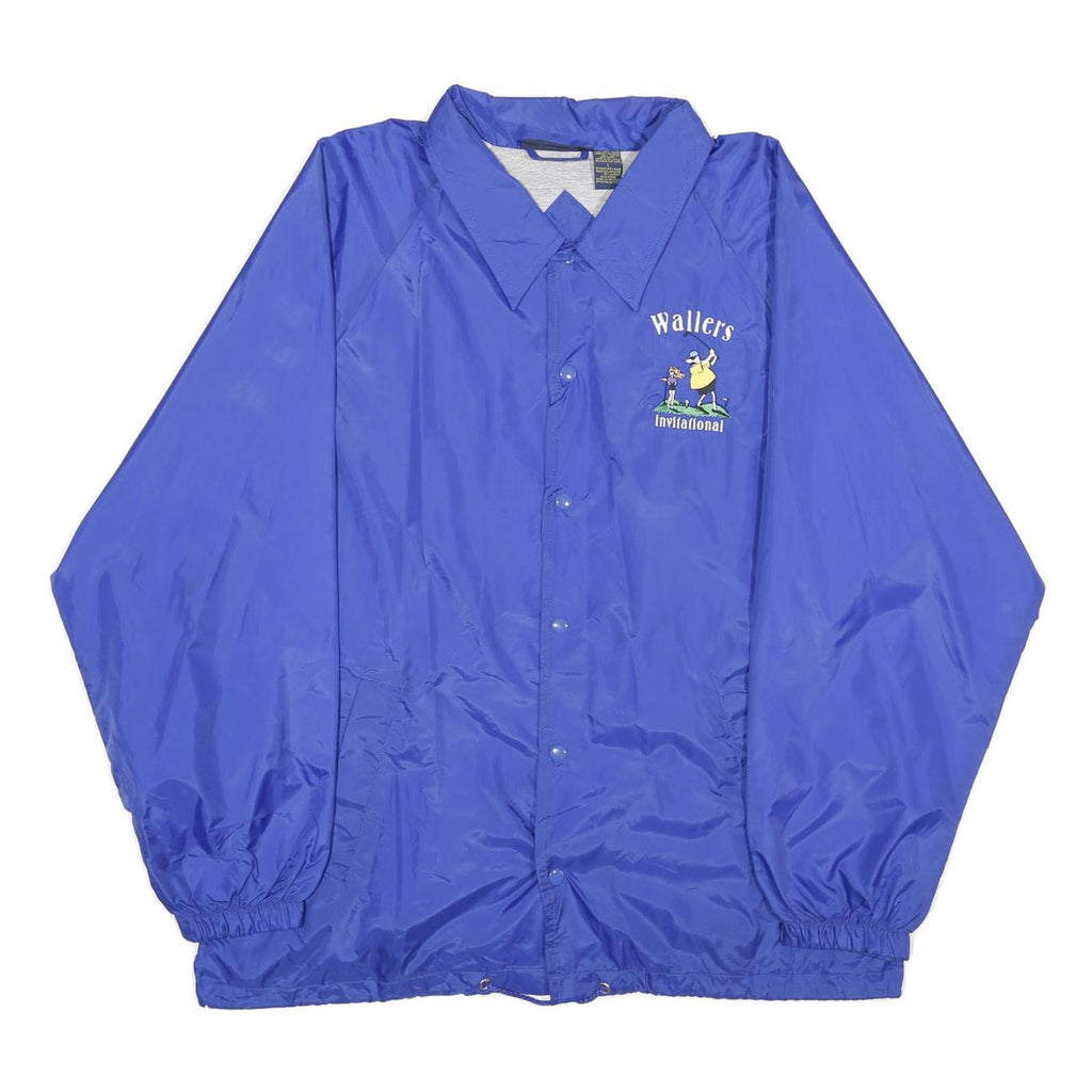 LUNA PIER Mens Blue Nylon Jacket L Button Plain Casual Lightweight