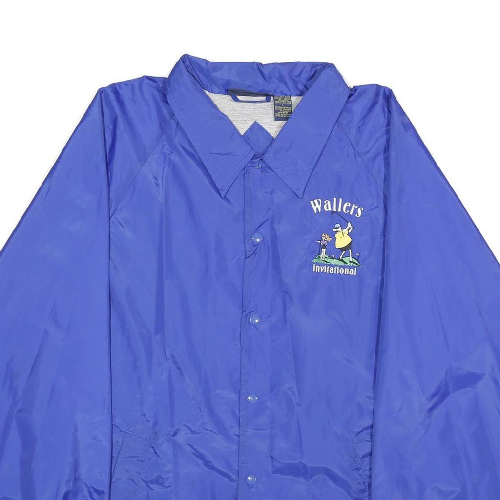 LUNA PIER Mens Blue Nylon Jacket L Button Plain Casual Lightweight