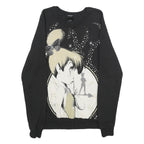 DISNEY Womens Black Tinkerbell Crew Neck M Cotton Sweatshirt Pullover