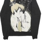 DISNEY Womens Black Tinkerbell Crew Neck M Cotton Sweatshirt Pullover