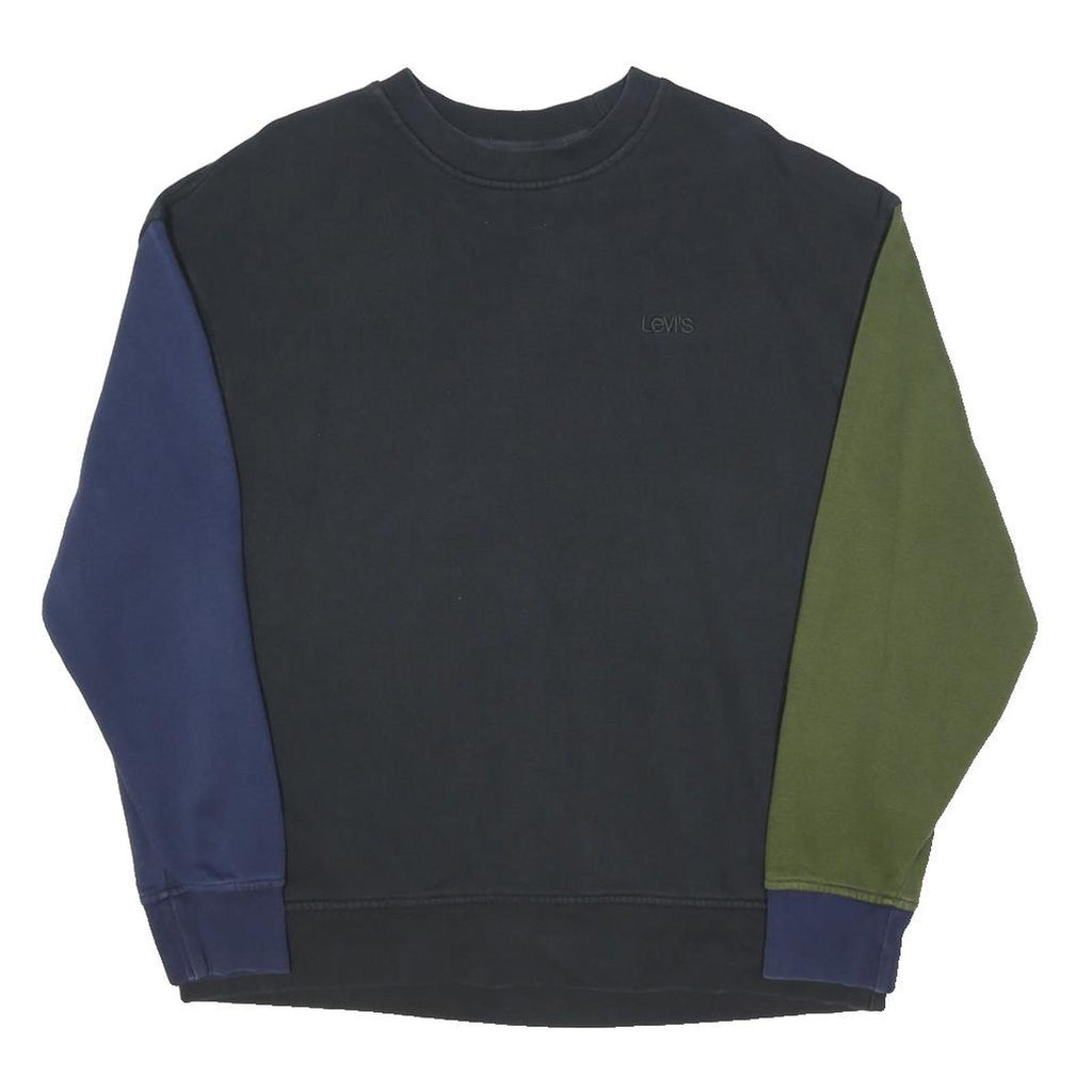 LEVI'S Mens Black Navy & Green Crew Neck L Colourblock Sweatshirt Cotton