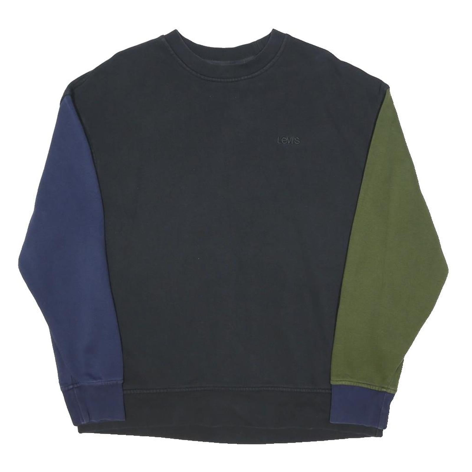 LEVI'S Mens Black Navy & Green Crew Neck L Colourblock Sweatshirt Cotton
