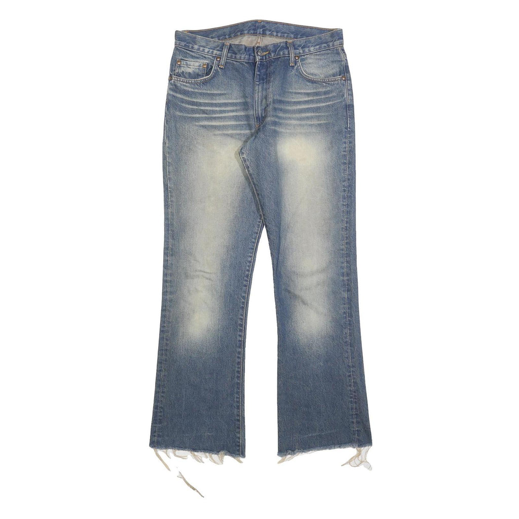 CARRERA Mens Jeans Blue Regular Flared Denim Light W34 L30 Distressed Hem Zip