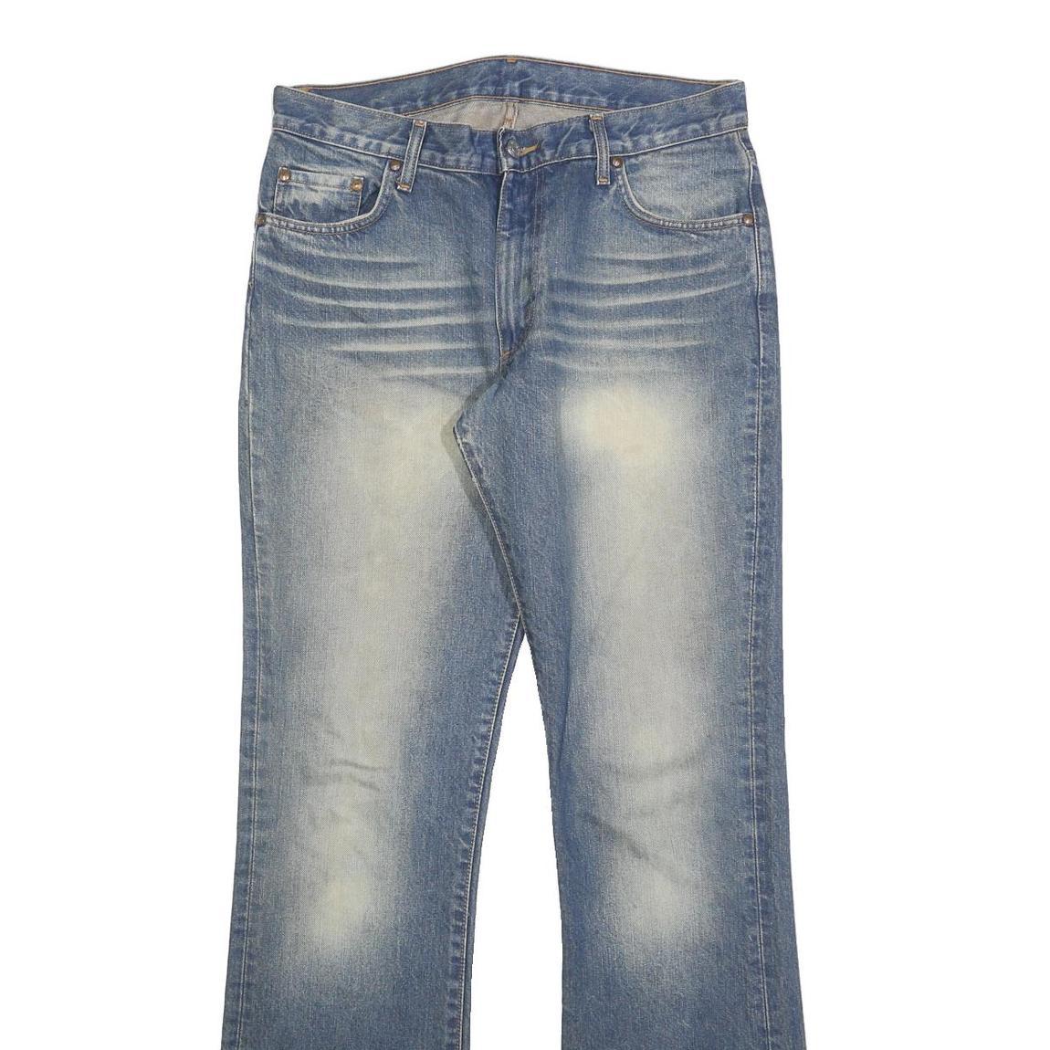 CARRERA Mens Jeans Blue Regular Flared Denim Light W34 L30 Distressed Hem Zip