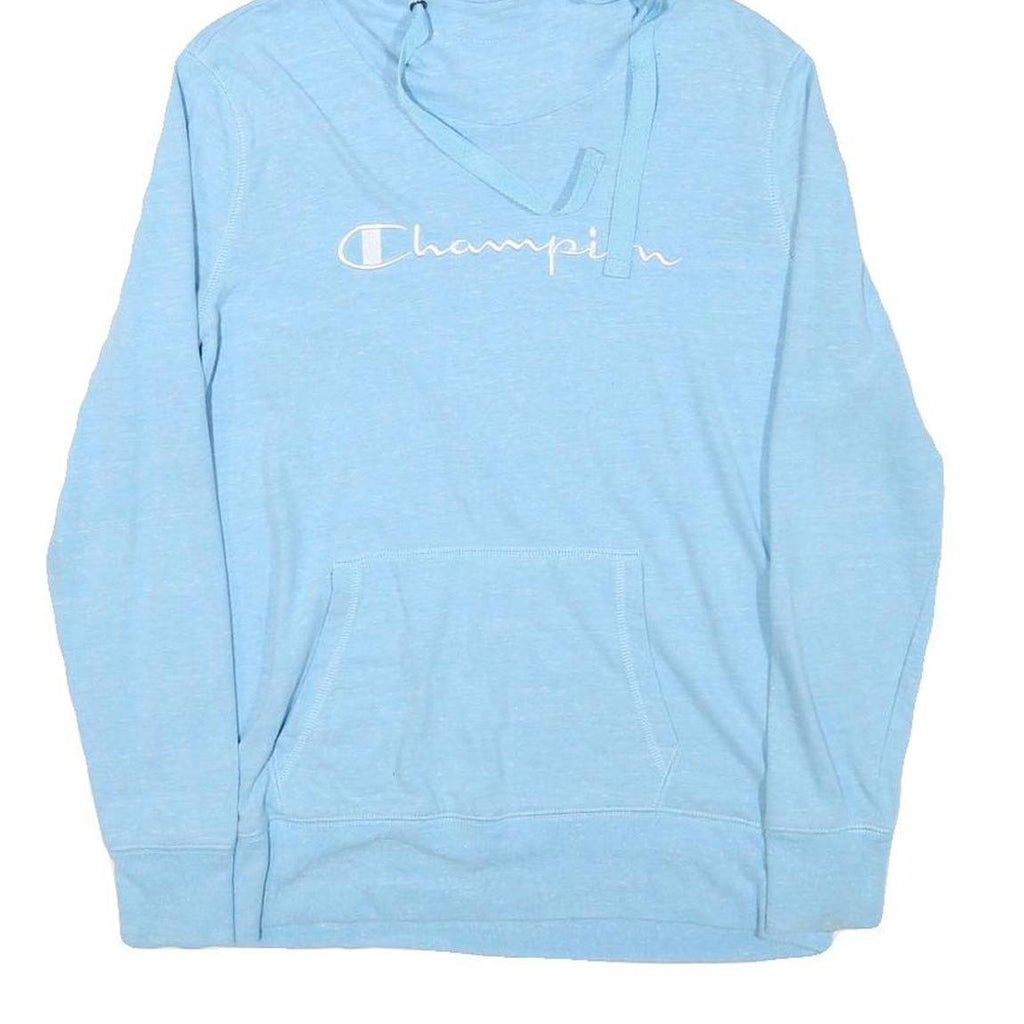 CHAMPION Womens Blue Pullover Hoodie S Long Sleeve Drawstring Band Collar Casual