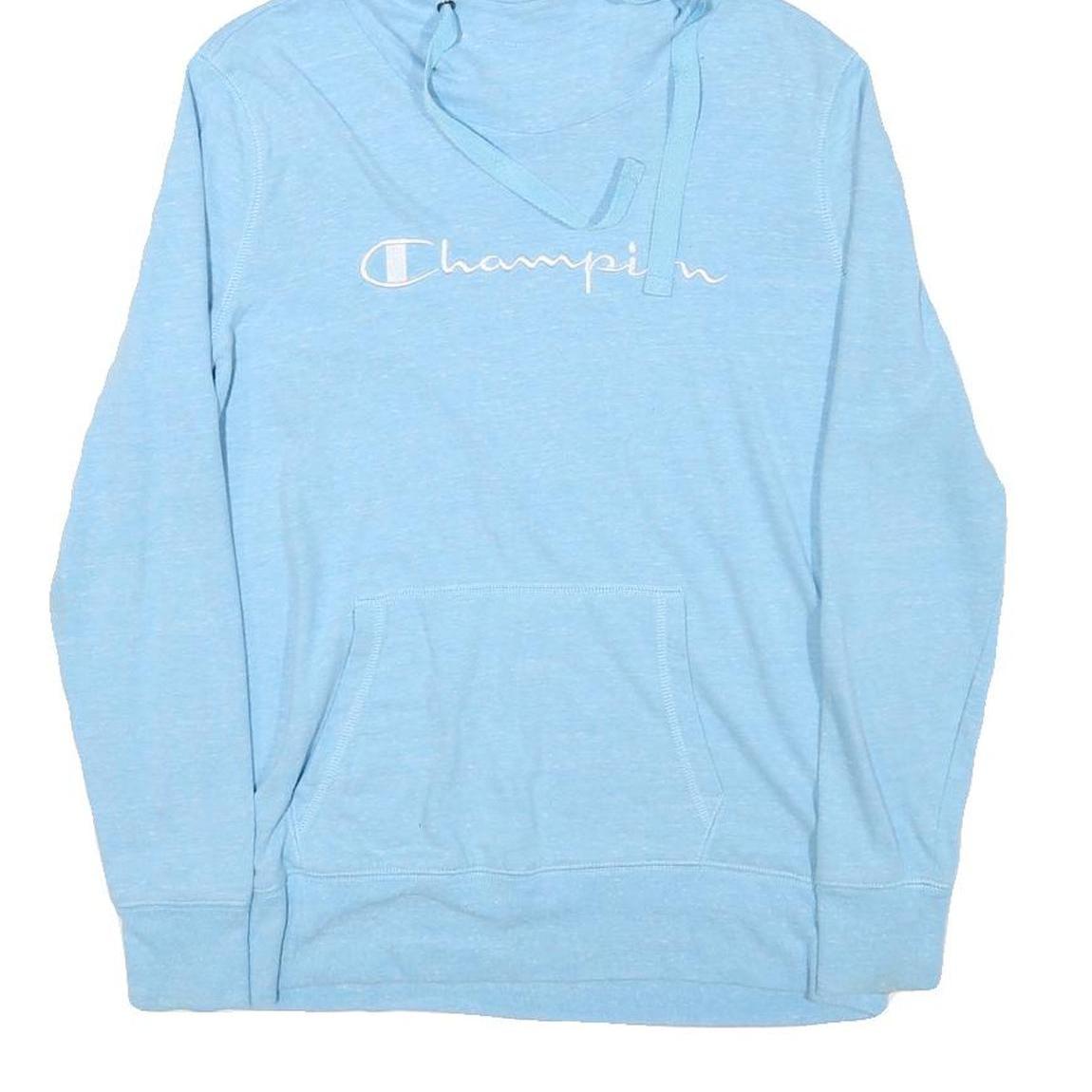 CHAMPION Womens Blue Pullover Hoodie S Long Sleeve Drawstring Band Collar Casual