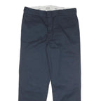 DICKIES Mens Cotton Blend Navy Regular Straight Trousers W38 L32 Workwear Zip
