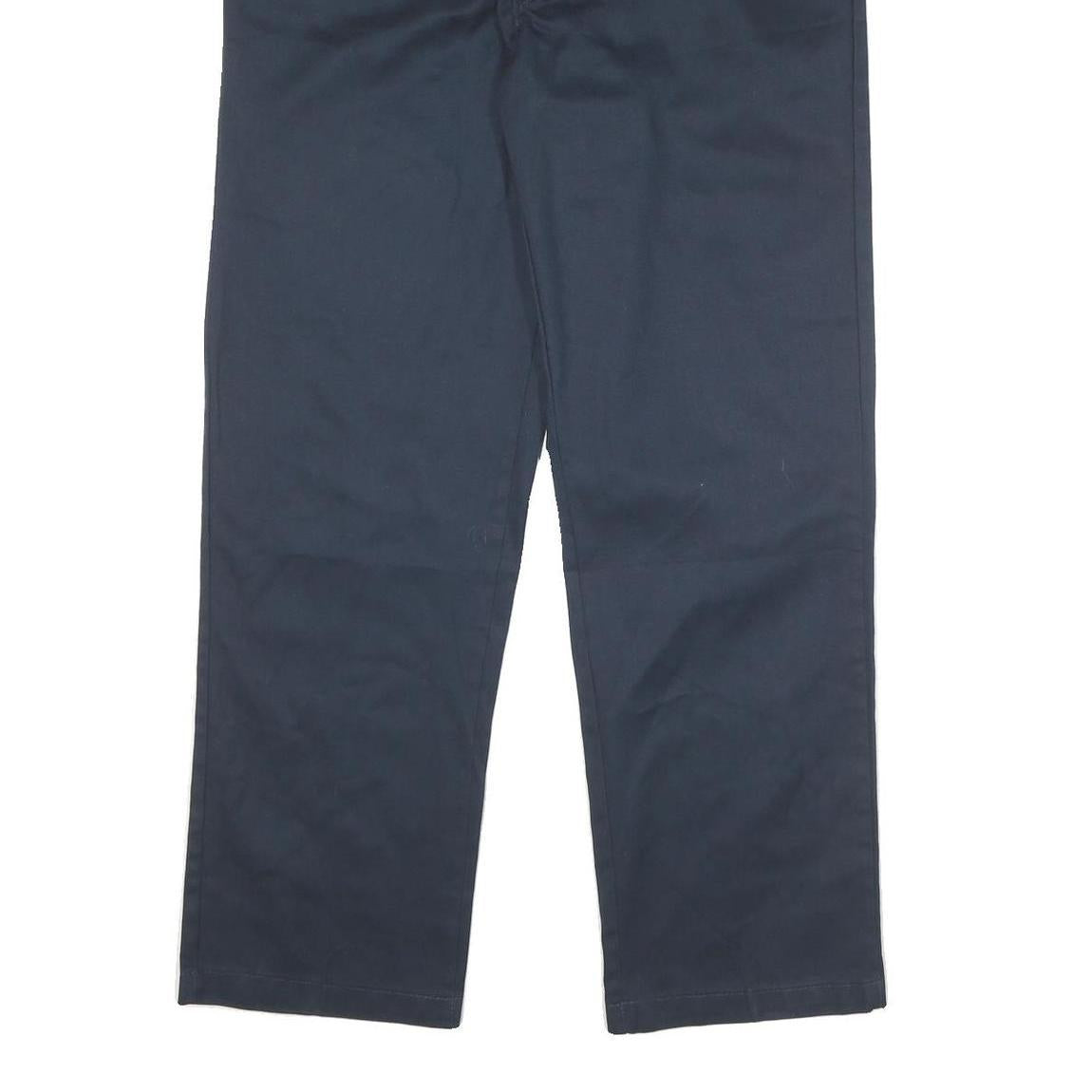 DICKIES Mens Cotton Blend Navy Regular Straight Trousers W38 L32 Workwear Zip