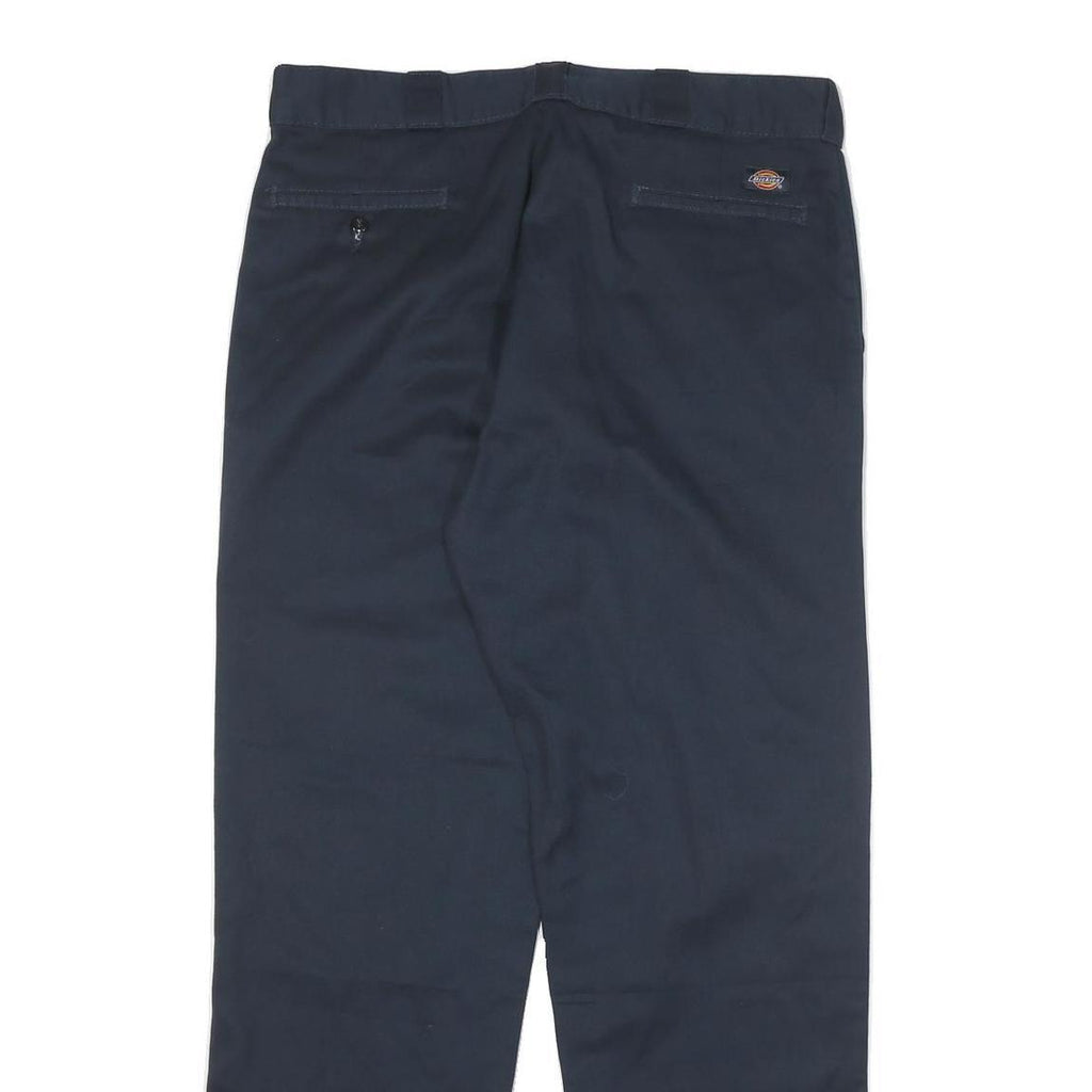 DICKIES Mens Cotton Blend Navy Regular Straight Trousers W38 L32 Workwear Zip