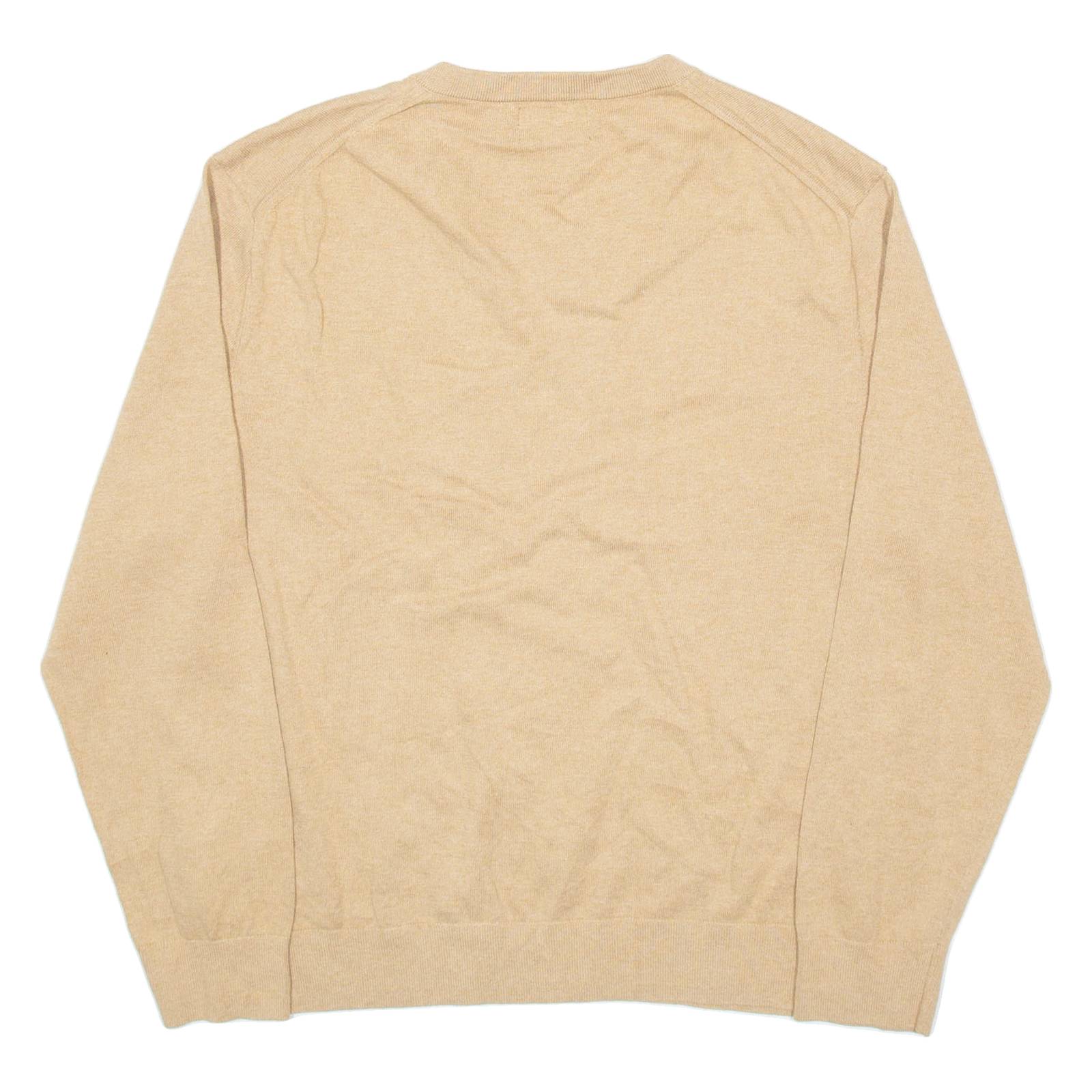 NAUTICA Mens Jumper Beige V-Neck Tight Knit XL