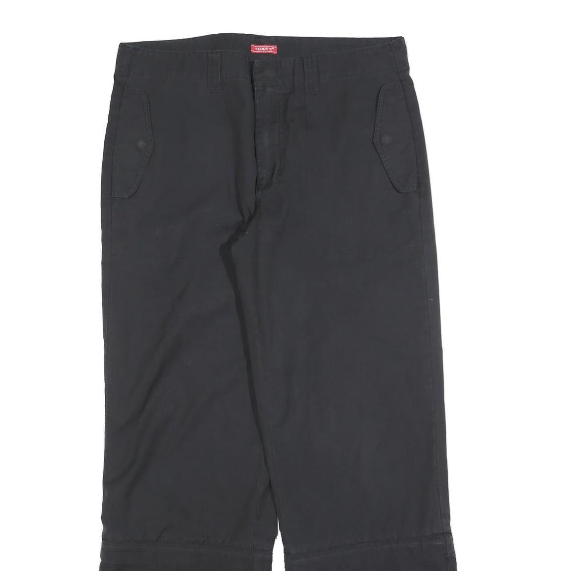 TEDDY'S Womens Cotton Blend Black Regular Fit Straight Leg Trousers W34 L32