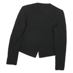 GUESS Womens Black Mixed Fabric Asymmetric Zip Jacket M Cotton Blend Leather