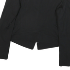 GUESS Womens Black Mixed Fabric Asymmetric Zip Jacket M Cotton Blend Leather