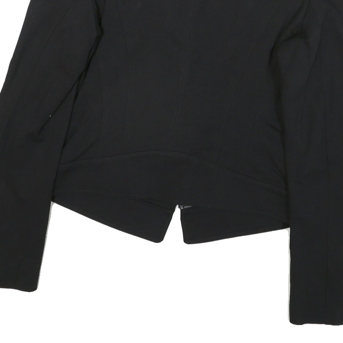 GUESS Womens Black Mixed Fabric Asymmetric Zip Jacket M Cotton Blend Leather