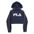 FILA Womens Navy Blue Velvet Panel Pullover Hoodie XXS Cropped Sweatshirt