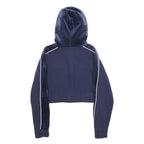 FILA Womens Navy Blue Velvet Panel Pullover Hoodie XXS Cropped Sweatshirt