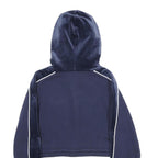 FILA Womens Navy Blue Velvet Panel Pullover Hoodie XXS Cropped Sweatshirt