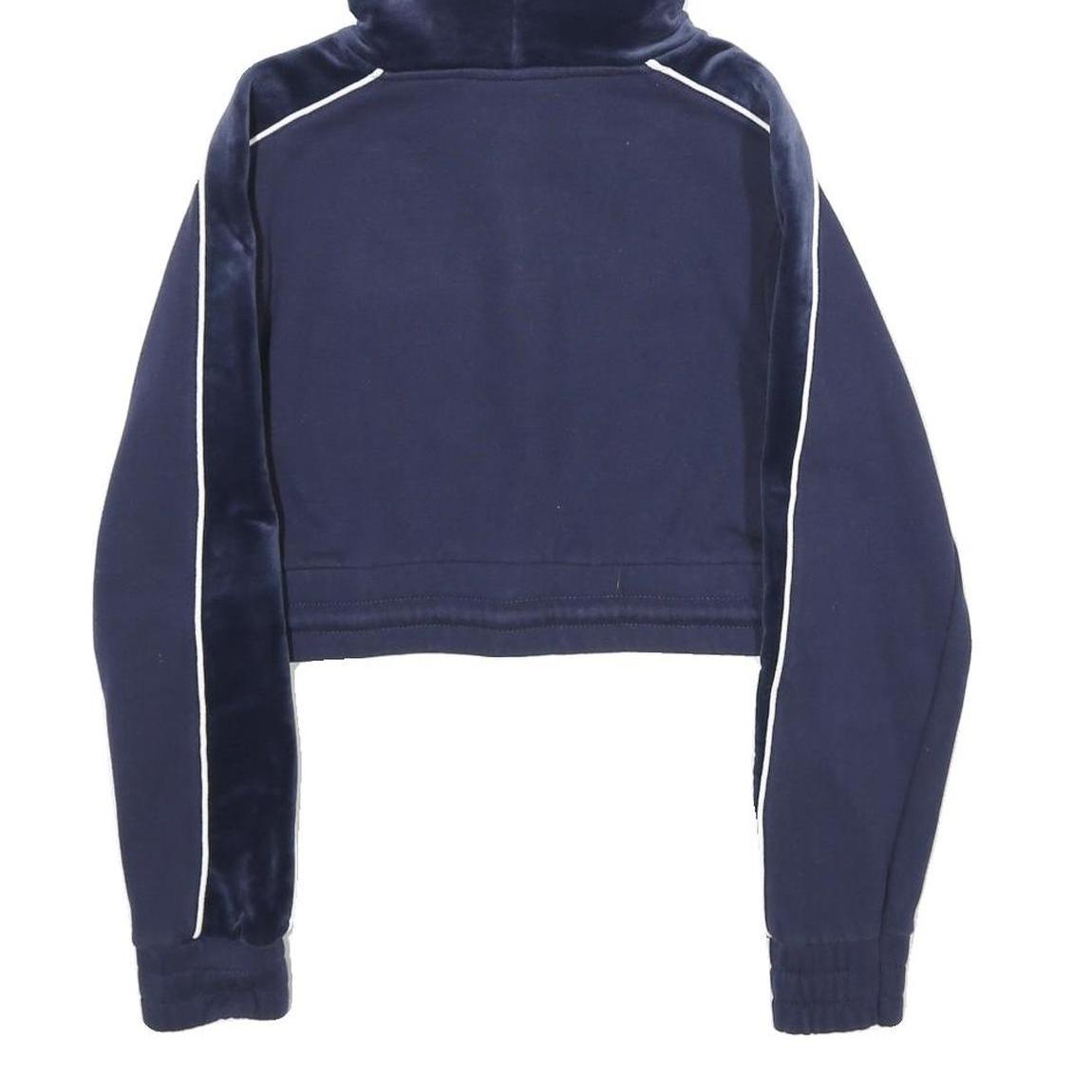 FILA Womens Navy Blue Velvet Panel Pullover Hoodie XXS Cropped Sweatshirt
