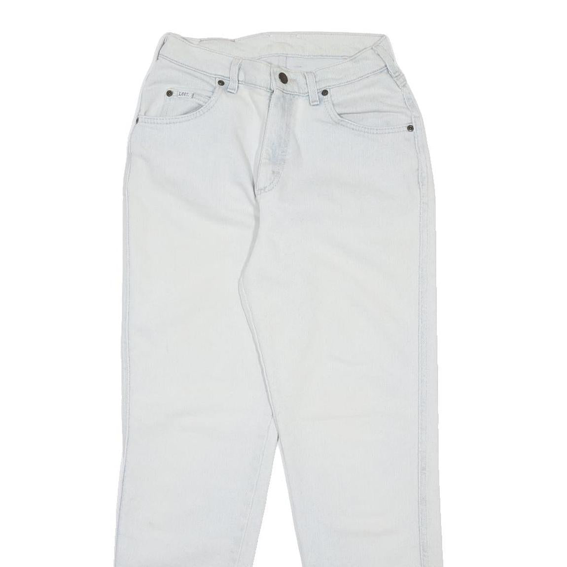 LEE Womens Jeans White Regular Straight Denim Rinse W25 L29 Zip Cotton Blend