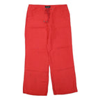 SHARAGANO Womens Cotton Blend Red Regular Fit Wide-Leg Trousers W36 L30 Comfort