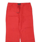 SHARAGANO Womens Cotton Blend Red Regular Fit Wide-Leg Trousers W36 L30 Comfort