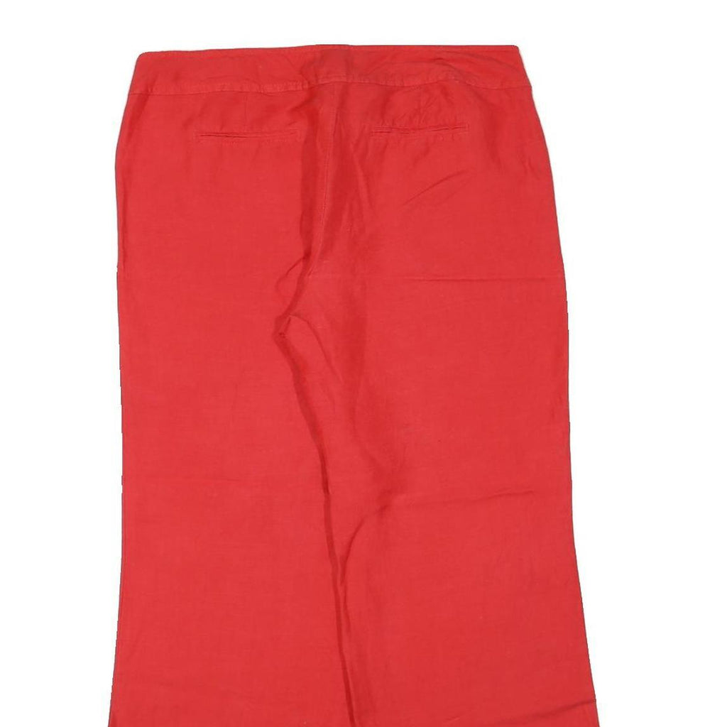 SHARAGANO Womens Cotton Blend Red Regular Fit Wide-Leg Trousers W36 L30 Comfort