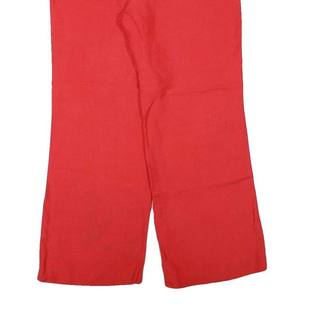 SHARAGANO Womens Cotton Blend Red Regular Fit Wide-Leg Trousers W36 L30 Comfort