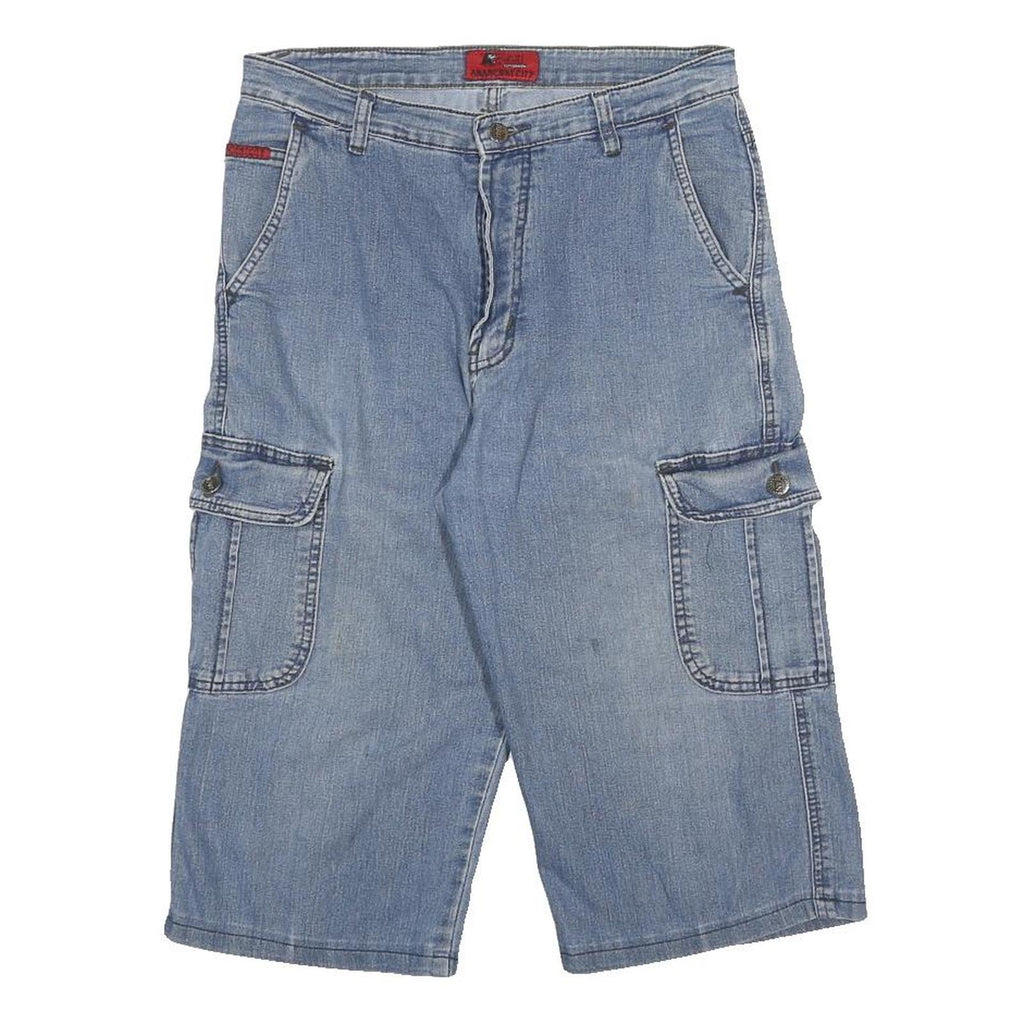 ANACIENT CITY Boys Denim Blue Cargo Shorts L W29 Casual Cotton Blend