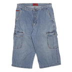 ANACIENT CITY Boys Denim Blue Cargo Shorts L W29 Casual Cotton Blend