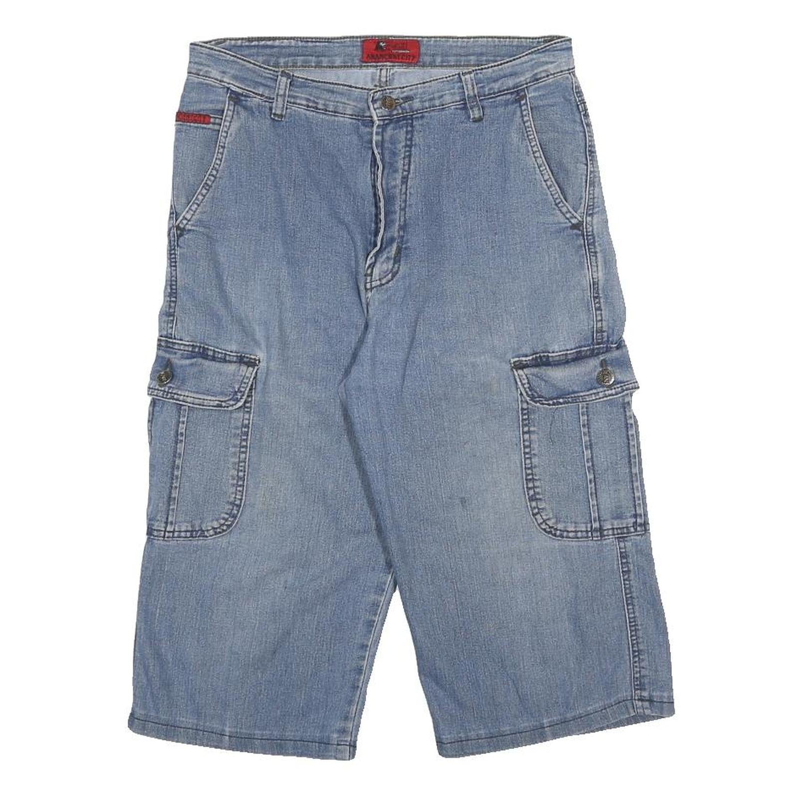 ANACIENT CITY Boys Denim Blue Cargo Shorts L W29 Casual Cotton Blend