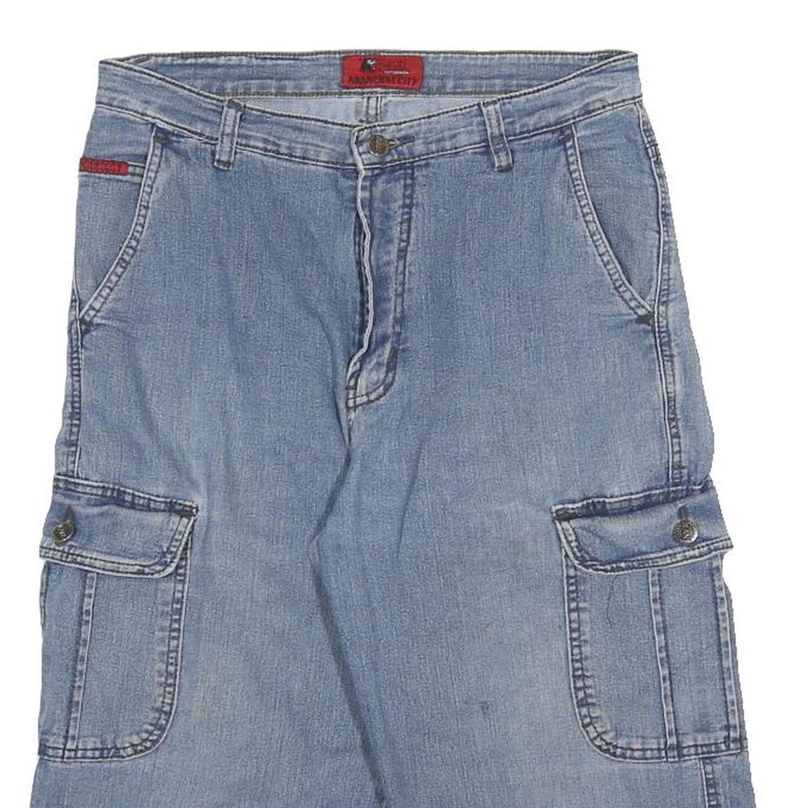 ANACIENT CITY Boys Denim Blue Cargo Shorts L W29 Casual Cotton Blend