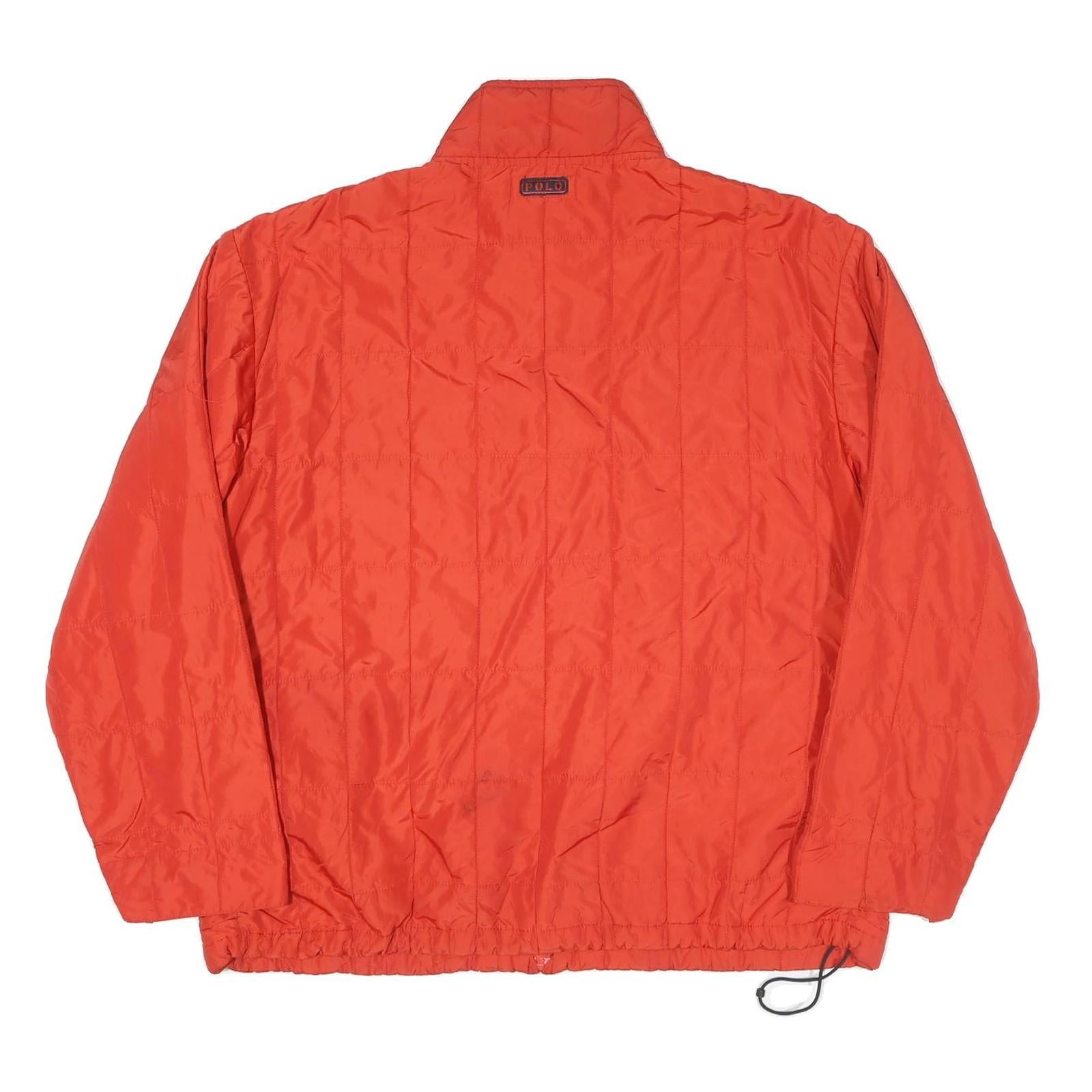 POLO RALPH LAUREN Mens Red Polyester Blend Quilted Jacket XL Zip Up Casual