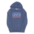 LEVI'S Mens Blue Pullover Hoodie M Casual Cotton Blend Logo Sweatshirt