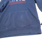 LEVI'S Mens Blue Pullover Hoodie M Casual Cotton Blend Logo Sweatshirt