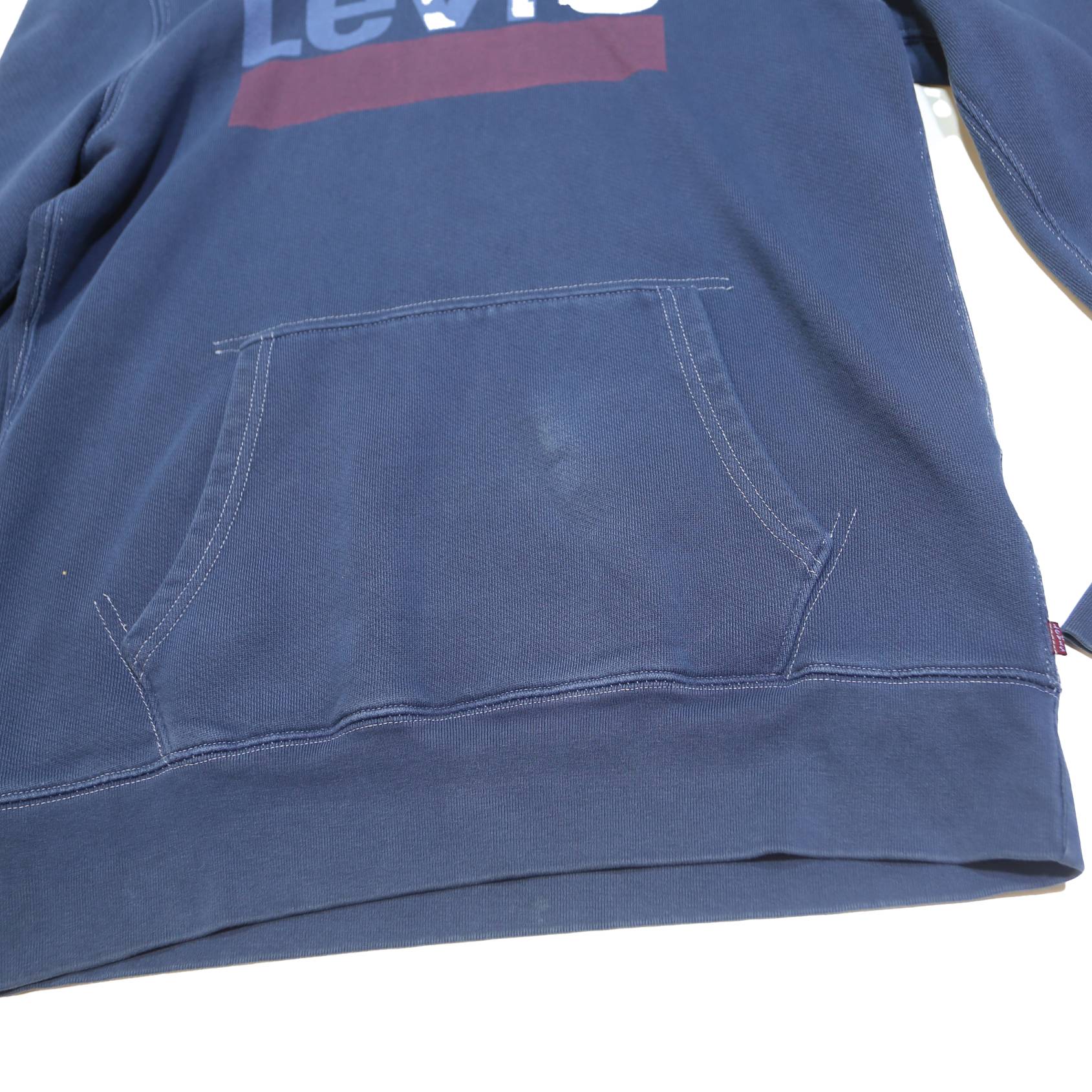 LEVI'S Mens Blue Pullover Hoodie M Casual Cotton Blend Logo Sweatshirt