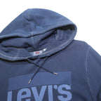 LEVI'S Mens Blue Pullover Hoodie M Casual Cotton Blend Logo Sweatshirt