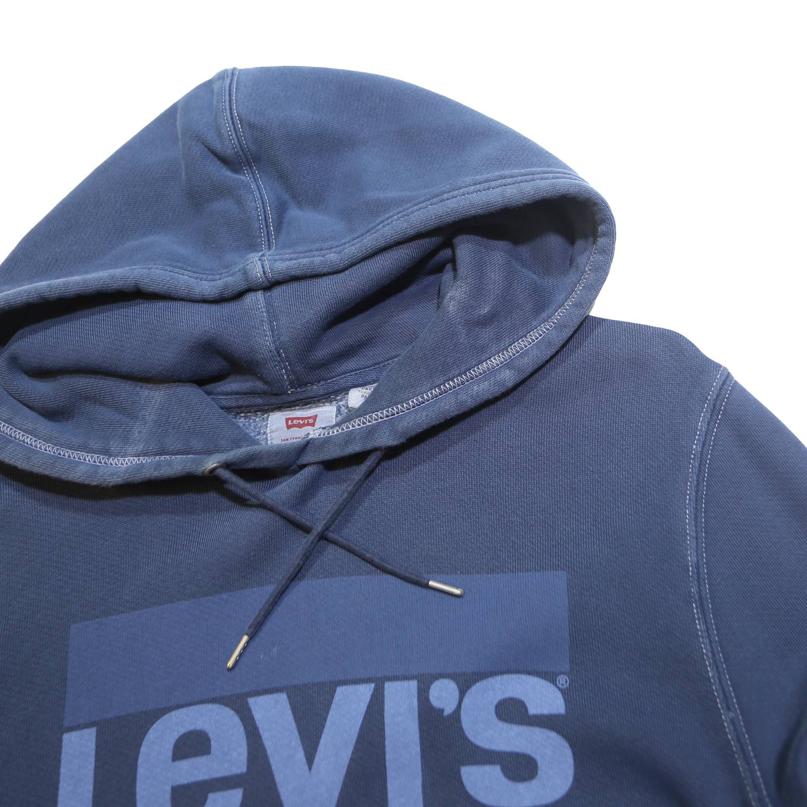 LEVI'S Mens Blue Pullover Hoodie M Casual Cotton Blend Logo Sweatshirt