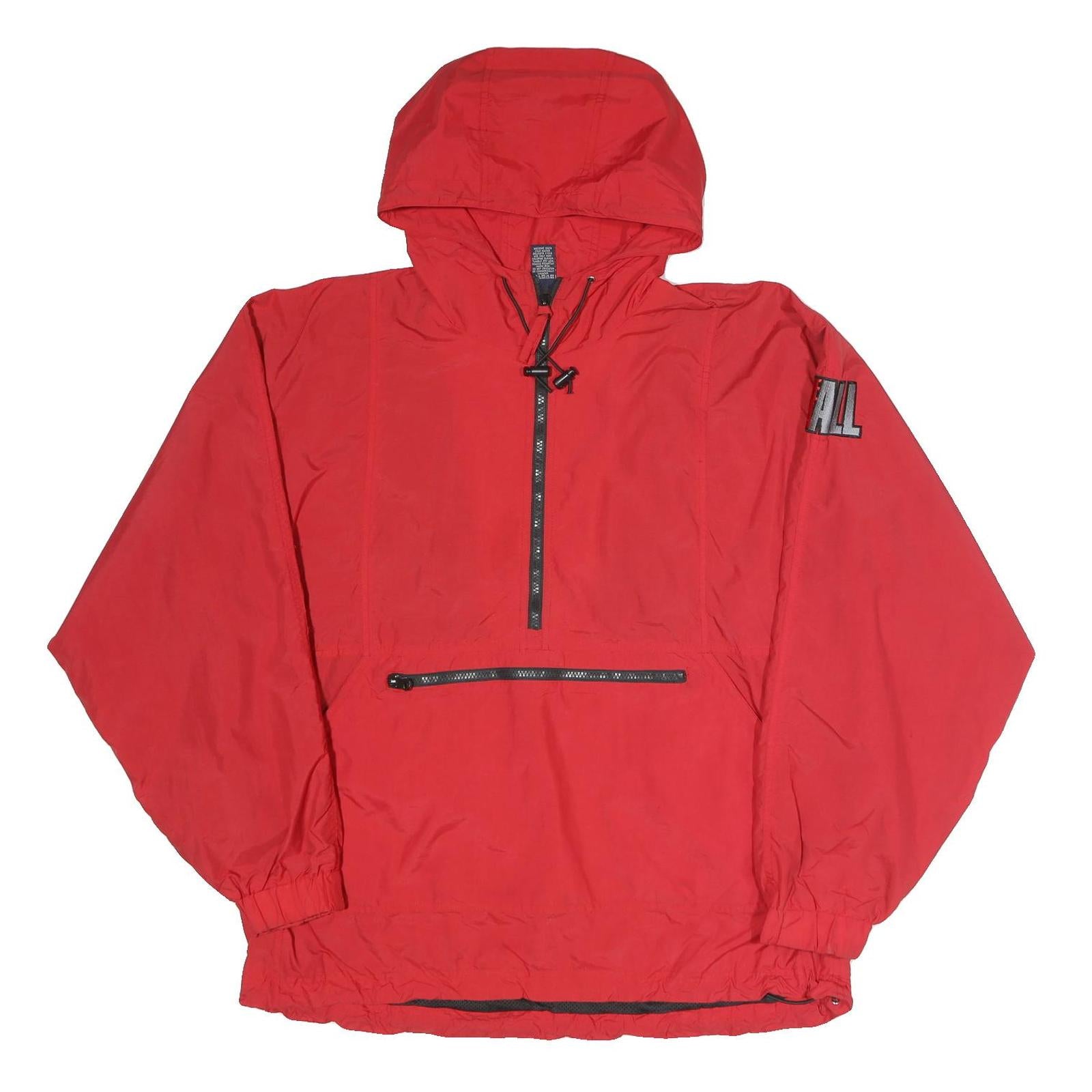 VANTAGE Mens Red Hooded Jacket M Polyester Plain Lightweight Casual
