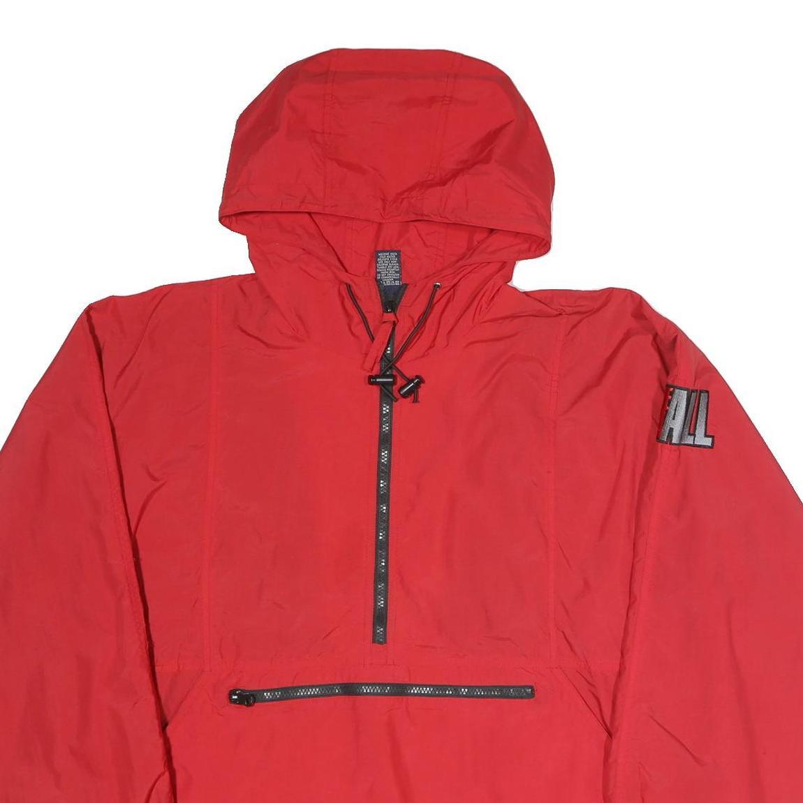 VANTAGE Mens Red Hooded Jacket M Polyester Plain Lightweight Casual