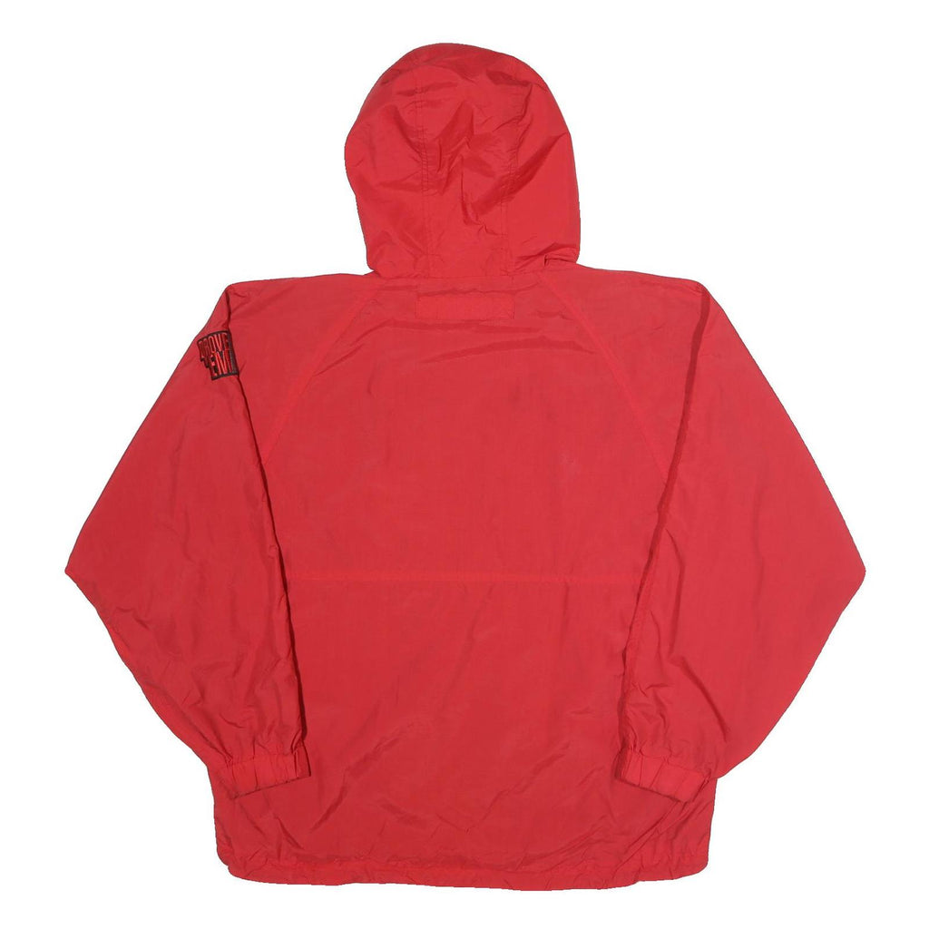 VANTAGE Mens Red Hooded Jacket M Polyester Plain Lightweight Casual