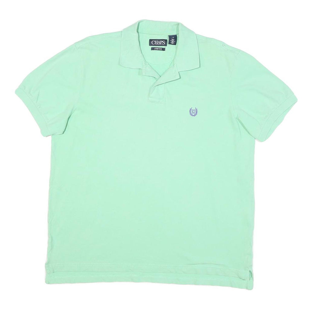 CHAPS Mens Green L Polo Shirt Cotton Blend Short Sleeve Embroidered Logo
