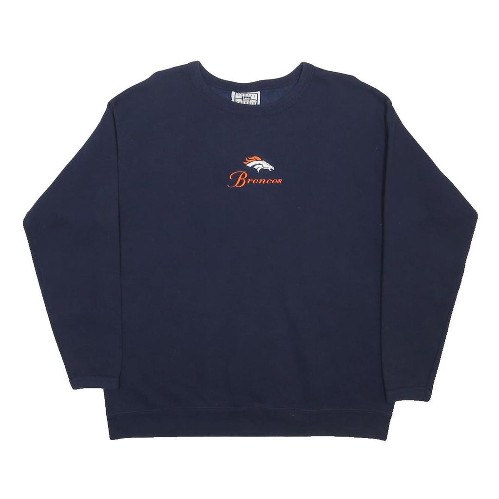 LEE Womens Navy Blue Broncos Crew Neck L Sweatshirt Cotton Blend Casual