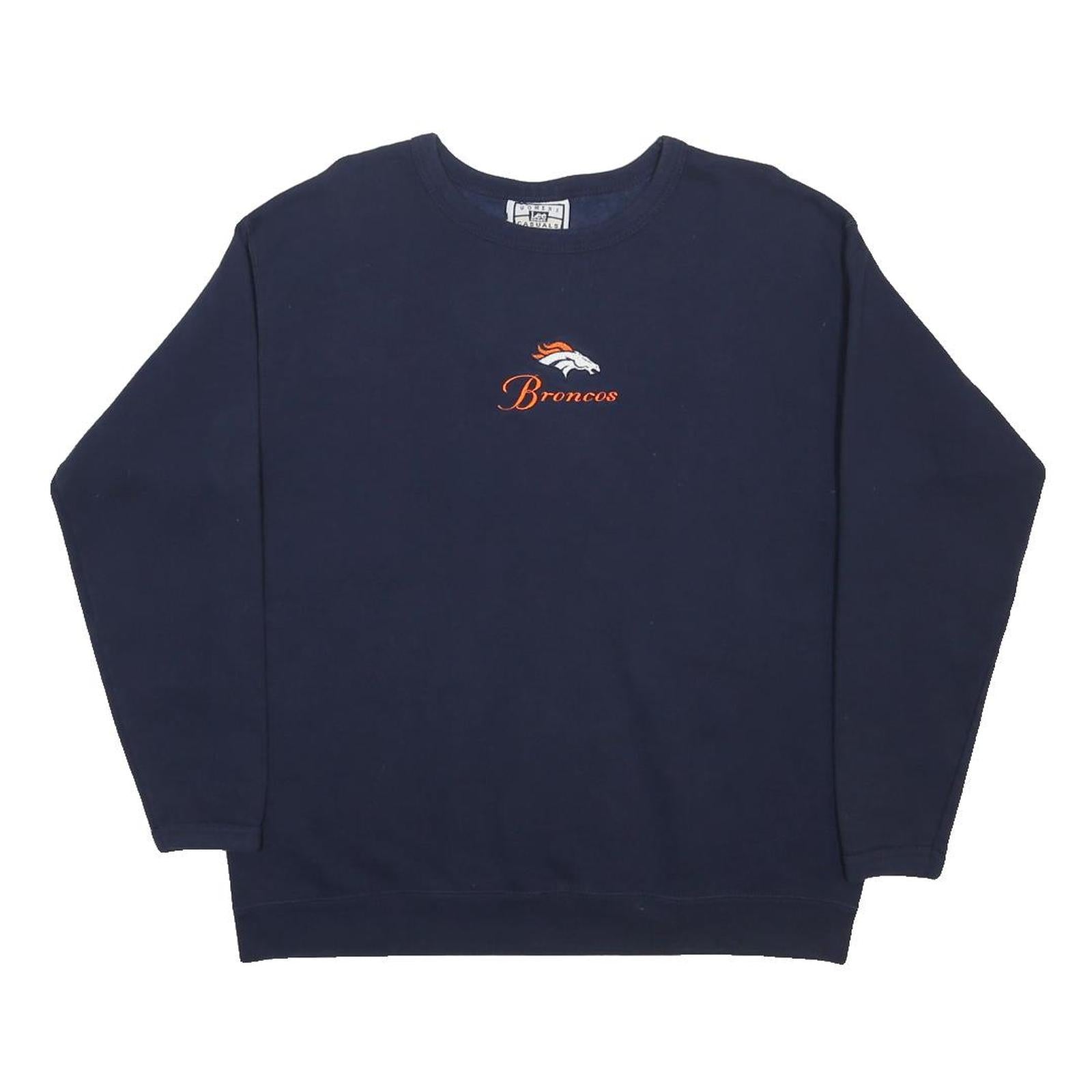 LEE Womens Navy Blue Broncos Crew Neck L Sweatshirt Cotton Blend Casual