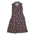 Womens Black Floral Sleeveless Day Polyester Dress Size L Button Front