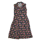 Womens Black Floral Sleeveless Day Polyester Dress Size L Button Front