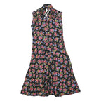 Womens Black Floral Sleeveless Day Polyester Dress Size L Button Front