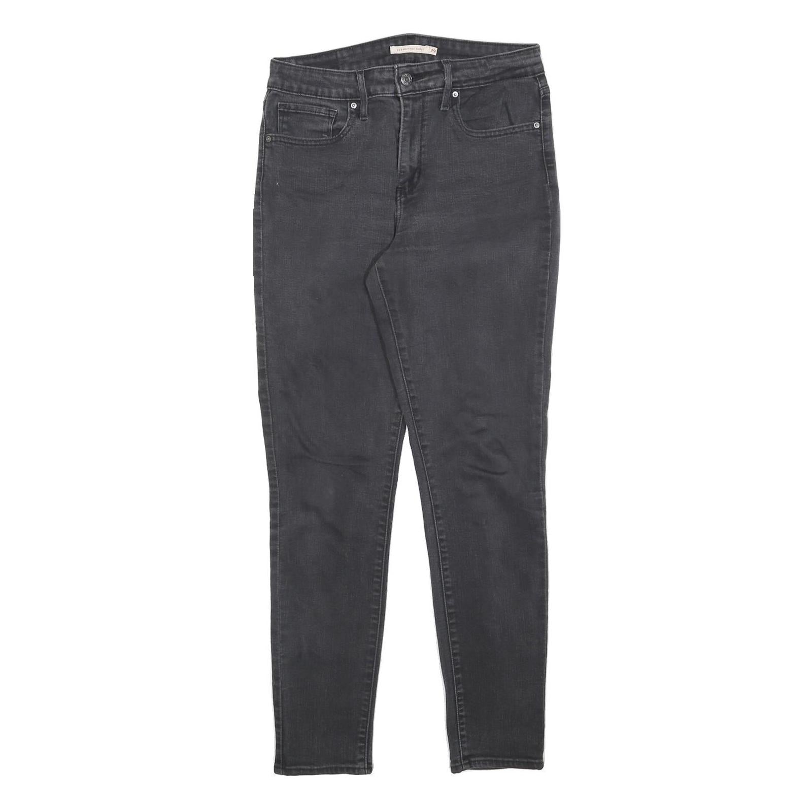 LEVI'S 721 Womens Jeans Black Slim Skinny Denim Medium W29 L30 Stretch