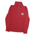 CALVIN KLEIN Mens Red 1/4 Zip Sweatshirt S Cotton Pullover Casual Outerwear