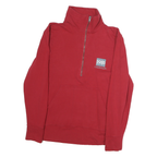 CALVIN KLEIN Mens Red 1/4 Zip Sweatshirt S Cotton Pullover Casual Outerwear